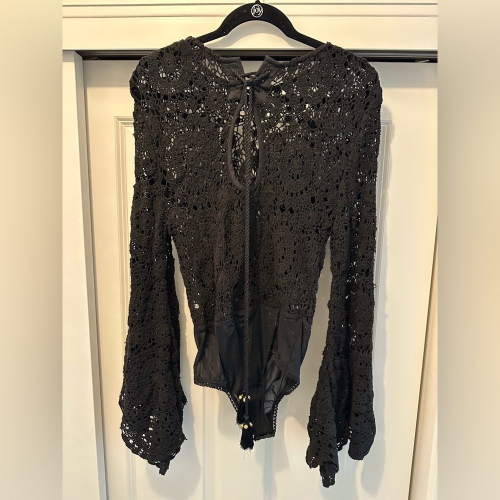 Free People Black Crochet Bodysuit - Picture 3 of 3